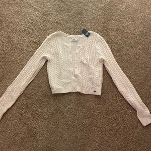 cropped knit button up cardigan